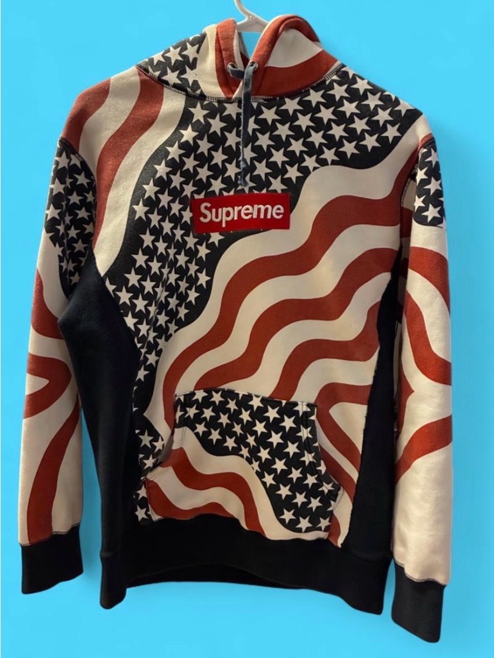 Supreme Red White Black American Flag Zip-Up Sweatshirt